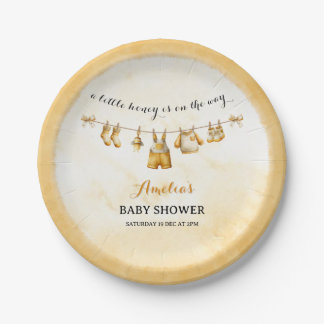 Assiettes En Carton A little Honey On The Way Clothesline Baby Shower