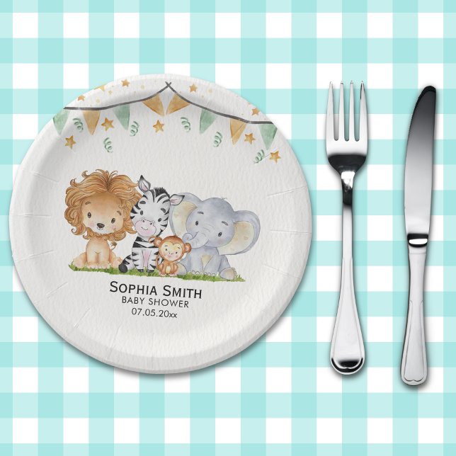Assiettes En Carton A Little Wild One Safari Animals  (Créateur téléchargé)