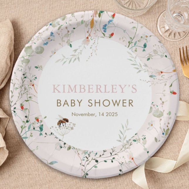 Assiettes En Carton A little Wildflower Wild Flower Baby Shower (Créateur téléchargé)