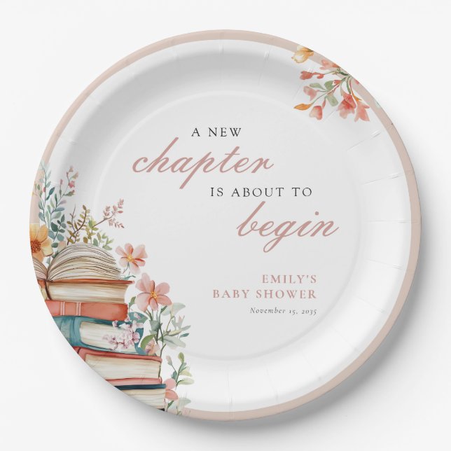 Assiettes En Carton A New Chapter Floral Baby Shower (Devant)