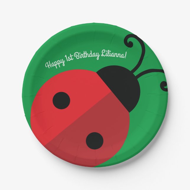 Assiettes En Carton Ă?re fête d'anniversaire de Madame Bug Cute (Devant)