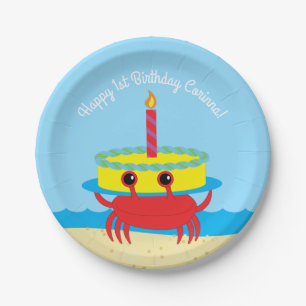 Assiettes En Carton Ă?re fête d'anniversaire de plage mignonne de