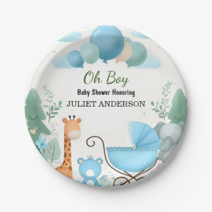 Assiettes En Carton À Soft Boho Bear Blue Cub Welcome Baby Boy Shoy