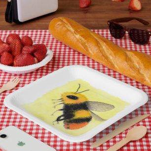 Assiettes En Carton Abeille aquarelle