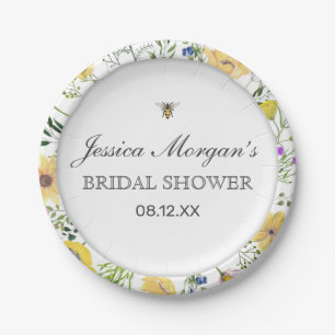 Assiettes En Carton Abeille Aquarelle Et Baby shower Fleur sauvage Dél