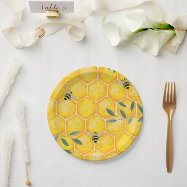 Assiettes En Carton Abeille de miel (Mariage)