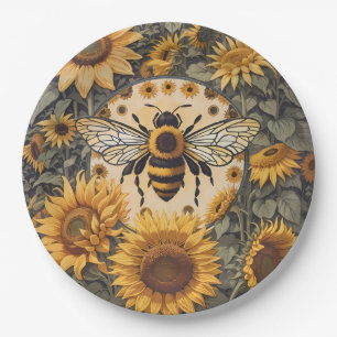 Assiettes En Carton Abeille vintage et tournesol