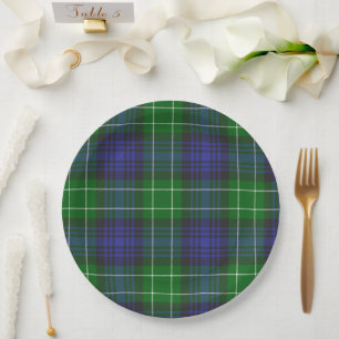 Assiettes En Carton Abercrombie Blue Green Tartan Plaid Scottish