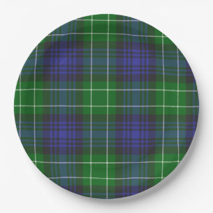 Assiettes En Carton Abercrombie Blue Green Tartan Plaid Scottish