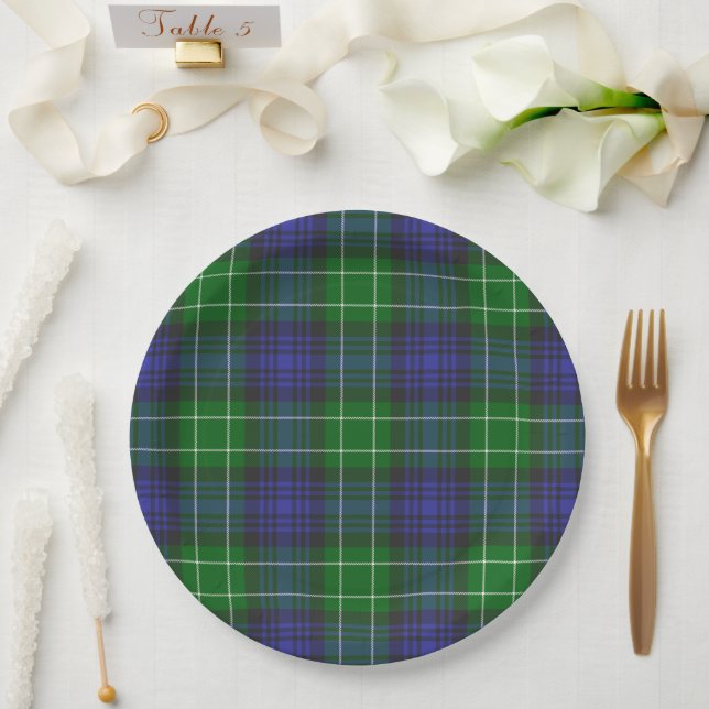 Assiettes En Carton Abercrombie Blue Green Tartan Plaid Scottish (Mariage)
