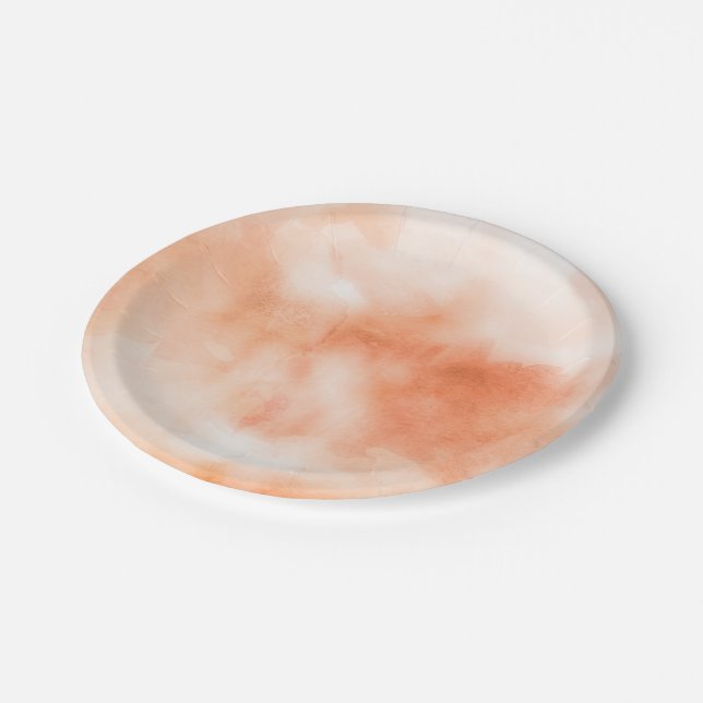 Assiettes En Carton Abrégé sur nuages d'aquarelle de pêche (Angle)