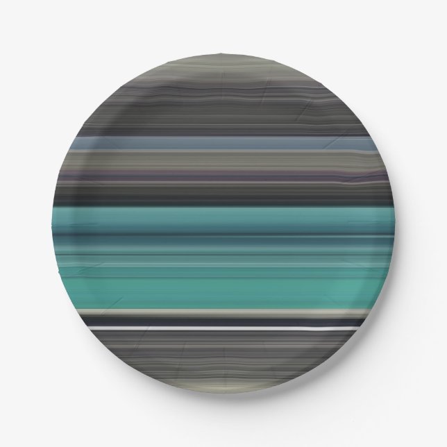 Assiettes En Carton Abstract #1: Teal and grey (Devant)