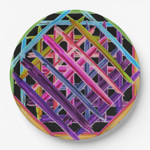 Assiettes En Carton Abstract Painting Colorful Paint Brush Strokes