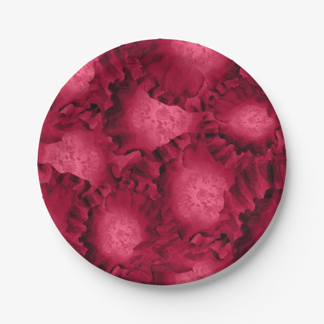 Assiettes En Carton Abstract red roses poppy flowers floral romantic (Devant)