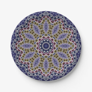 Assiettes En Carton Abstrait folk mandala ethno traditionnel ornementa