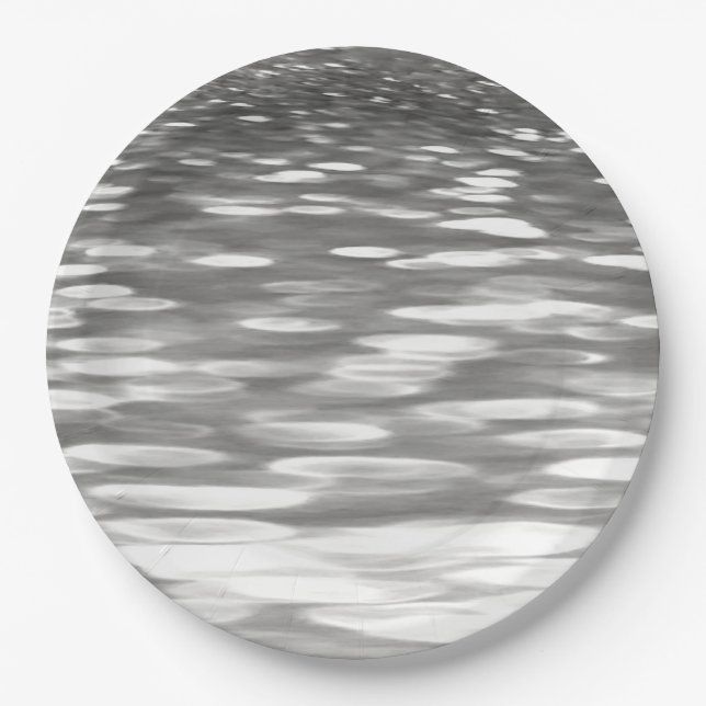 Assiettes En Carton Abstrait n° 3 : brillant gris argenté (Devant)