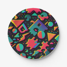 Abstrait Retro 80s 90s Theme Party Plaques