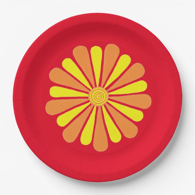 Assiettes En Carton Abstrait Yellow Orange Sunshine Energie Burst Plat (Devant)