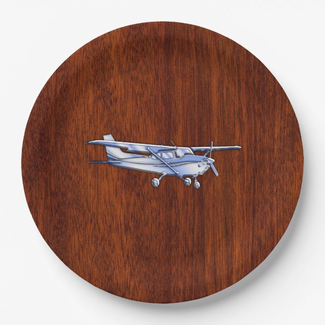 Assiettes En Carton Acajou classique de vol de Cessna de chrome (Devant)