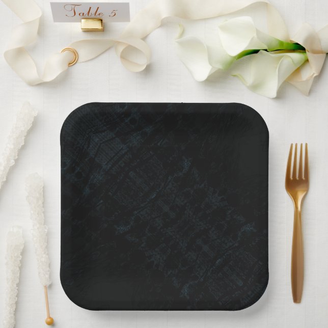 Assiettes En Carton Acceptation | Texture foncée Shibori (Mariage)