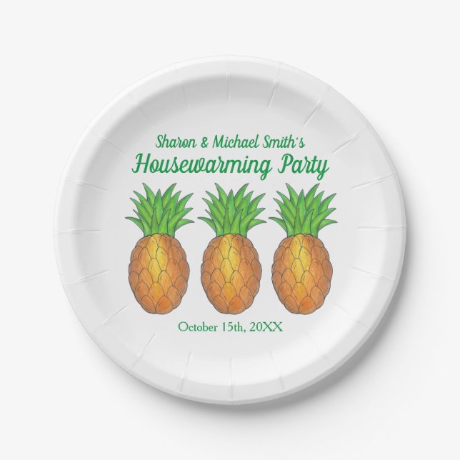 Assiettes En Carton Accueil ananas Open House House House House House (Devant)