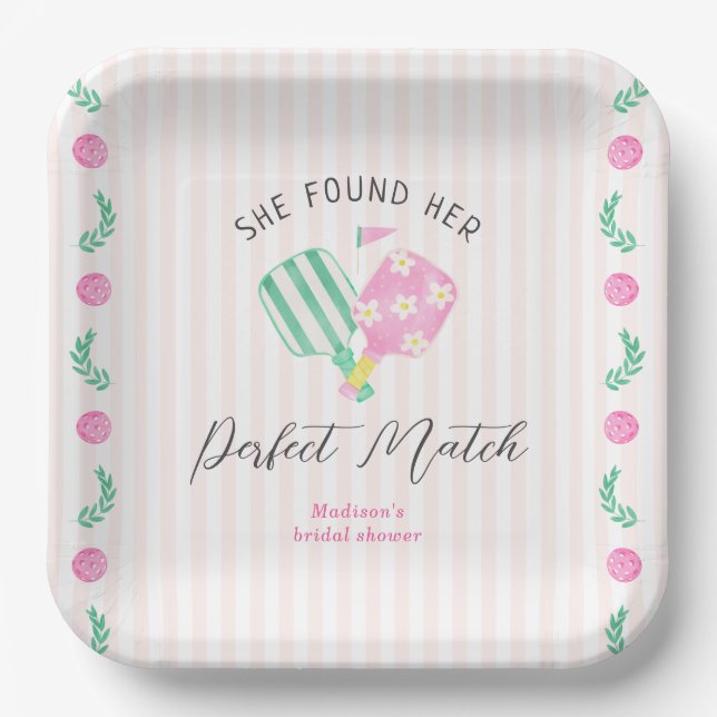 Assiettes En Carton Accueil de la Fête des mariées de Pickleball Parfa (Recto)