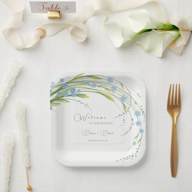 Assiettes En Carton Accueil de l'Oublier-Me-Pas-Mariage (Mariage)