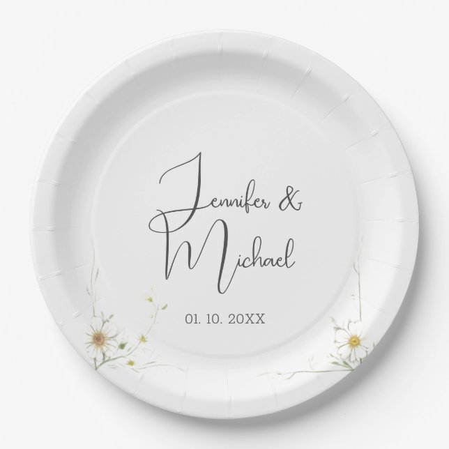 Assiettes En Carton Accueil minimaliste Mariage moderne (Devant)