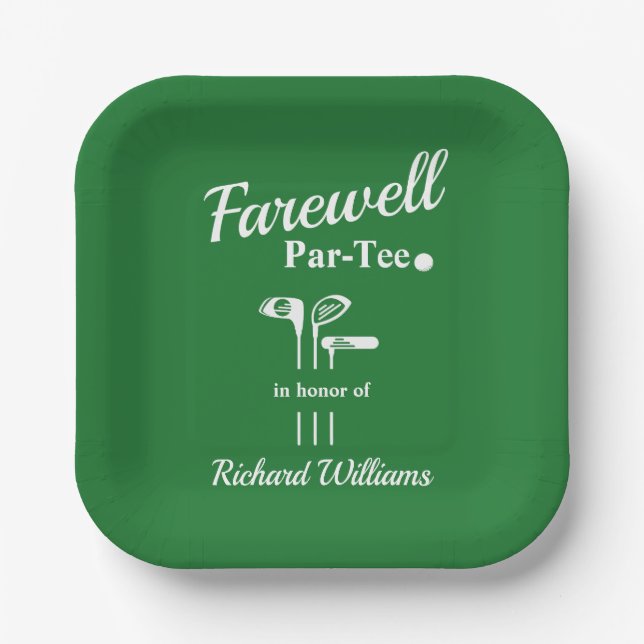 Assiettes En Carton Adieu Retraite Golf Clubs Theme Par Tee (Recto)