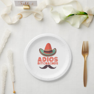 Assiettes En Carton Adios Bitchachos Sombrero Retro Cinco De Mayo