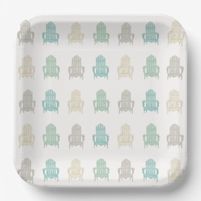Assiettes En Carton Adirondack côtier Chaises Lake House Beach House (Recto)