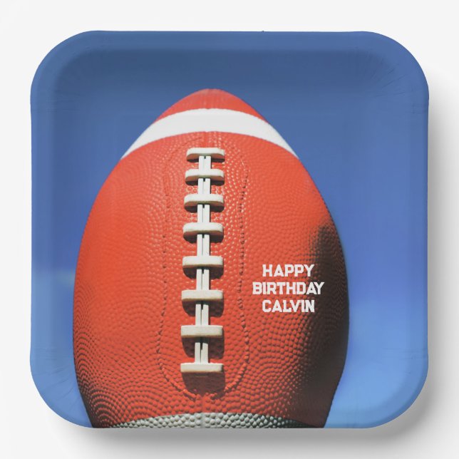 Assiettes En Carton Ado Boy Blue Sky Orange Football (Recto)
