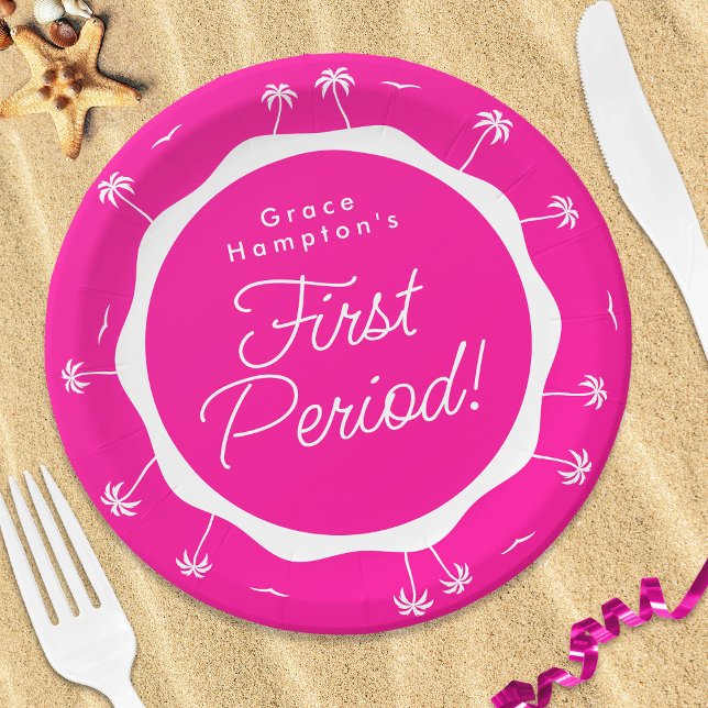 Assiettes En Carton Ado Fille rose chaude été Première période (In Situ at beach)