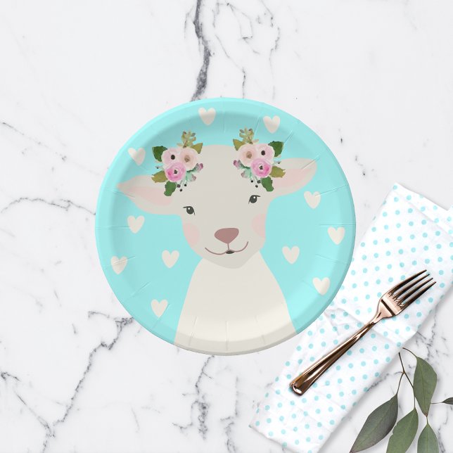 Assiettes En Carton Adorable Baby Boho Chic Agneau de Pâques (Créateur téléchargé)