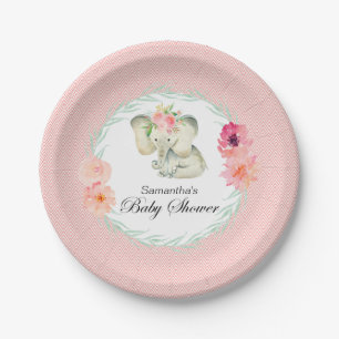 Assiettes En Carton Adorable bébé éléphant Baby shower fille