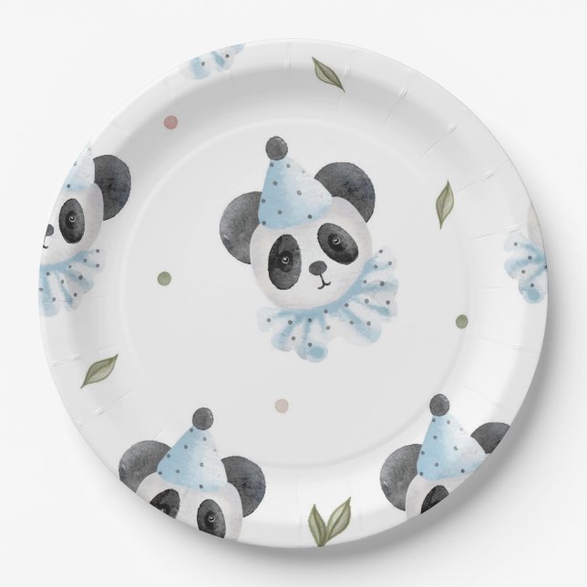 Assiettes En Carton Adorable Chic Panda Ours Plaques de papier rustiqu (Devant)