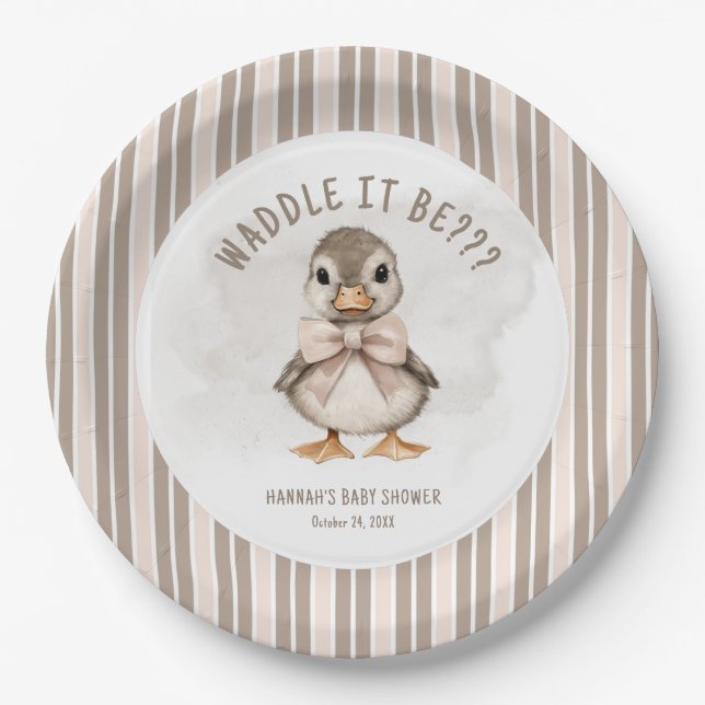 Assiettes En Carton Adorable Duckling Waddle It Be Baby Shower (Devant)