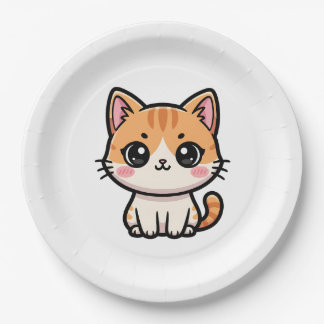 Assiettes En Carton Adorable Kawaii Ginger Cat Illustration