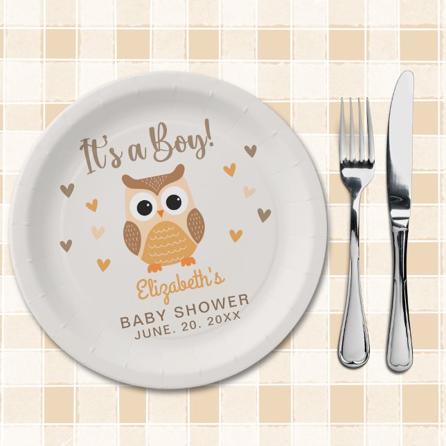 Assiettes En Carton Adorable Owl Baby Shower Boy Boho (Créateur téléchargé)