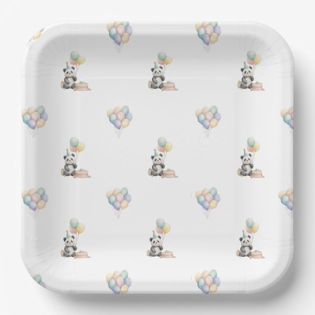 Assiettes En Carton Adorable Panda Birthday Party Paper Plate (Recto)