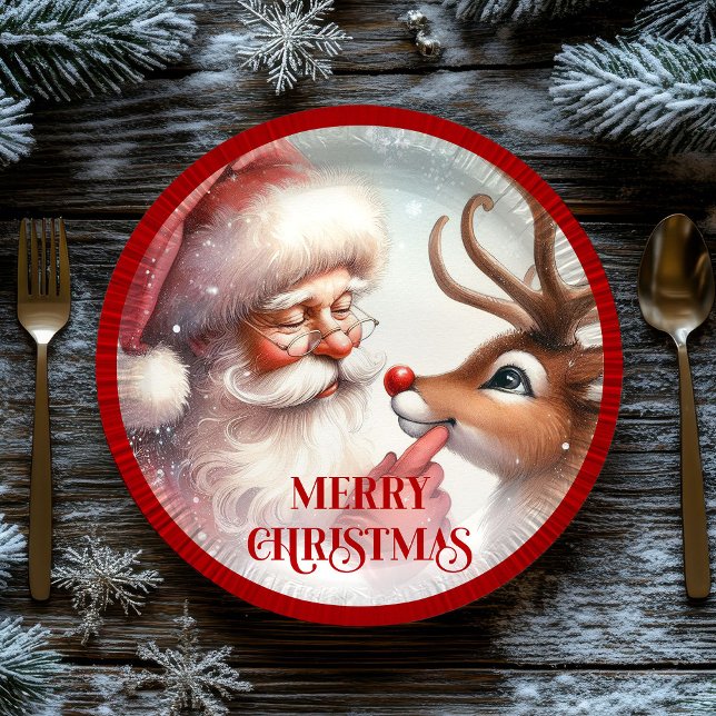 Assiettes En Carton Adorable Santa Claus Rudolph Christmas Paper Plate (Adorable Santa Claus Rudolph Christmas Paper Plates)