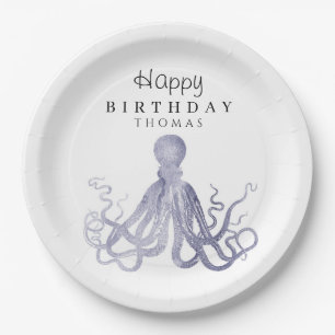 Assiettes En Carton Adorable sous la mer Octopus Anniversaire