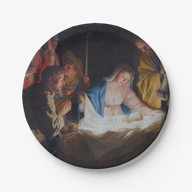 Assiettes En Carton Adoration des bergers - Honthorst - Noël (Devant)