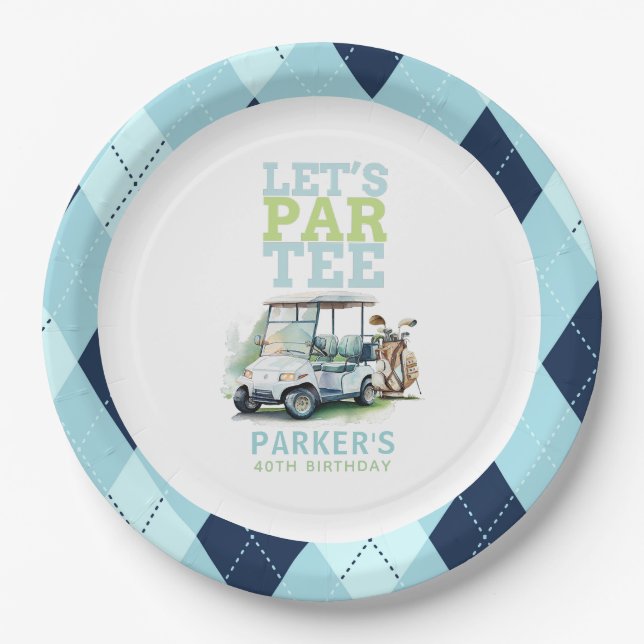 Assiettes En Carton Adulte Anniversaire Parte Golf Personnalisé (Devant)