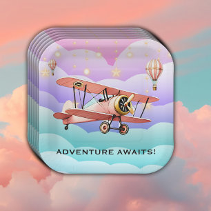 Assiettes En Carton Adventure Atattend le Baby shower de l'aviation
