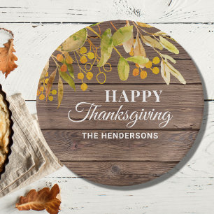 Assiettes En Carton Affaire Wood Happy Thanksgiving