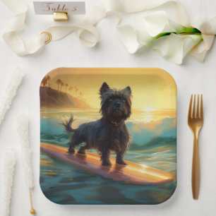 Assiettes En Carton Affenpinscher Beach Surf Peinture