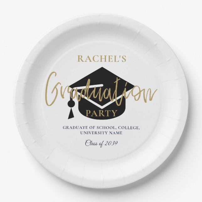 Assiettes En Carton Affiche de bienvenue de la partie de graduation de (Devant)