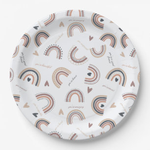 Assiettes En Carton Affirmation Boho Rainbow Thème Plaques papier