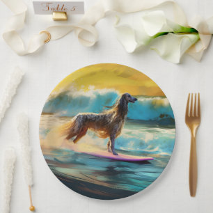 Assiettes En Carton Afghan Hound Beach Surf Peinture